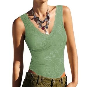 NWT Women's Sexy Deep V Neck
Sleeveless Lace Bodysuit